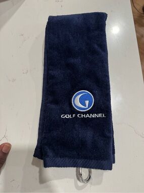 Golf Channel navy blue towel with embroidered logo #golf #golfchannel